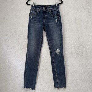 Silver Jeans Boyfriend Jeans Womens 24 Distressed Raw Hem High Rise Denim Pants